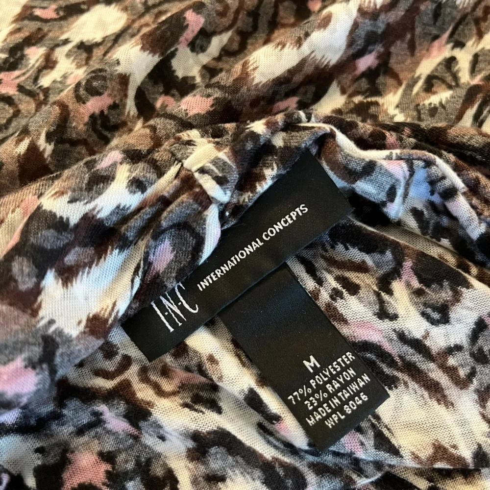 INC International Concepts Animal Print Open Front Vest Medium Boho